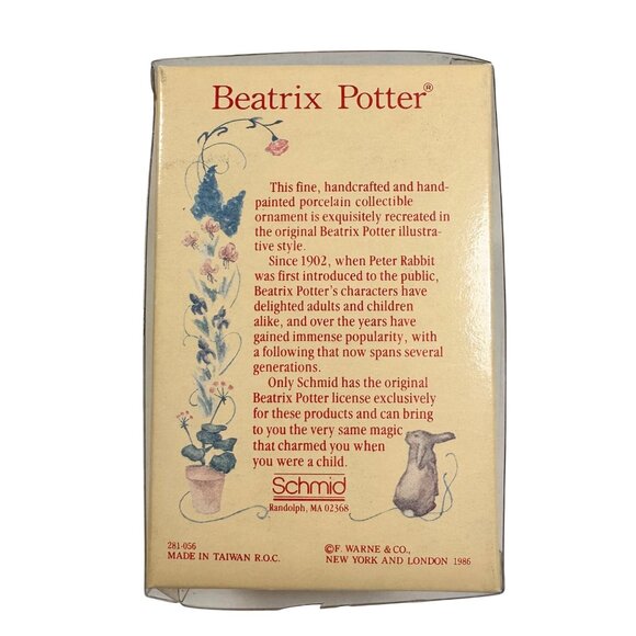 Beatrix Potter Peter Rabbit Ornament 1986 Hand-Painted Porcelain By Schmid - Picture 6 of 7